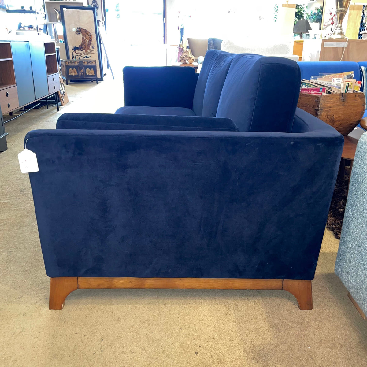 Blue Velvet 3 Seat Sofa AS IS U SOFAS