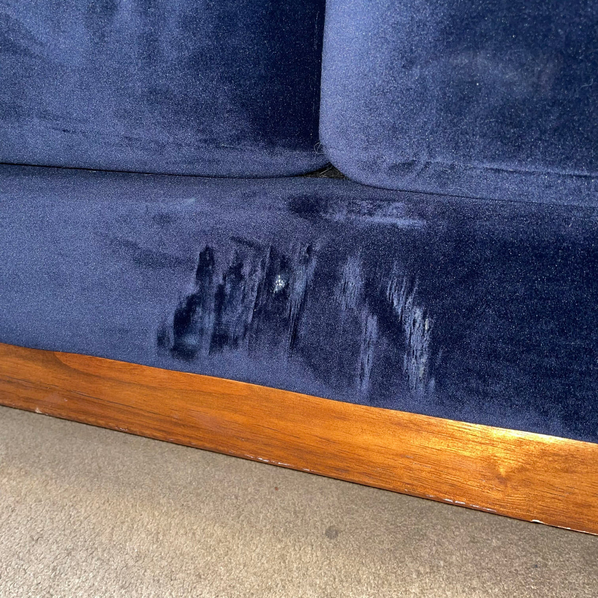 Blue Velvet 3 Seat Sofa AS IS U SOFAS