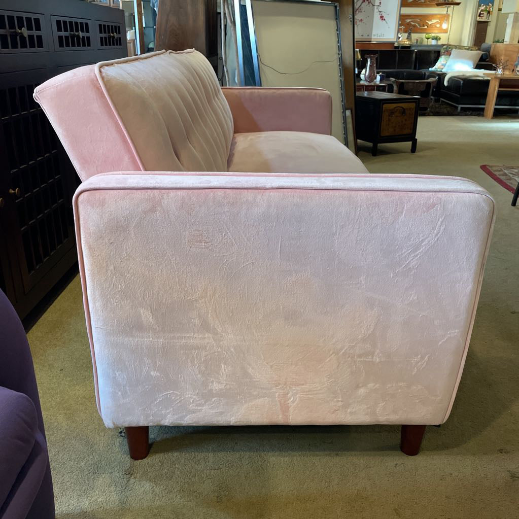 Pink Velvet Tufted Click Clack Sofa