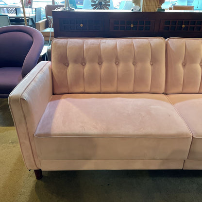 Pink Velvet Tufted Click Clack Sofa