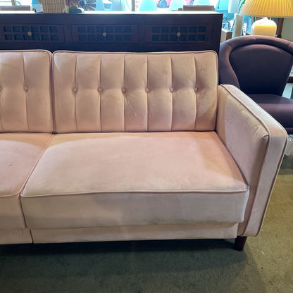 Pink Velvet Tufted Click Clack Sofa