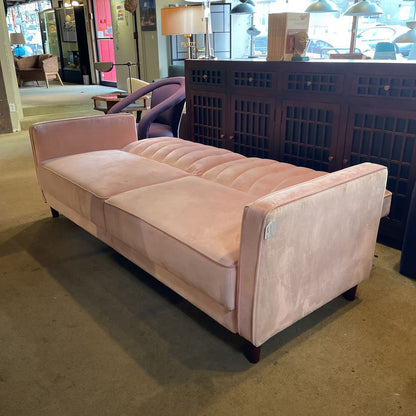 Pink Velvet Tufted Click Clack Sofa