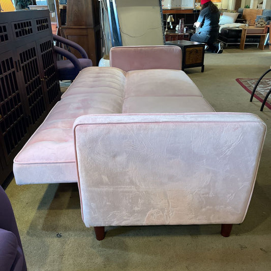 Pink Velvet Tufted Click Clack Sofa
