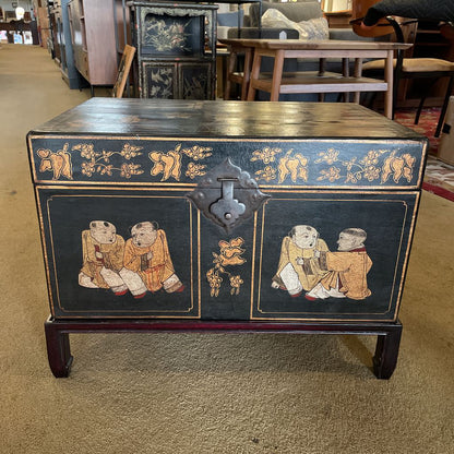 Antique Leather Ching Dynasty Chest