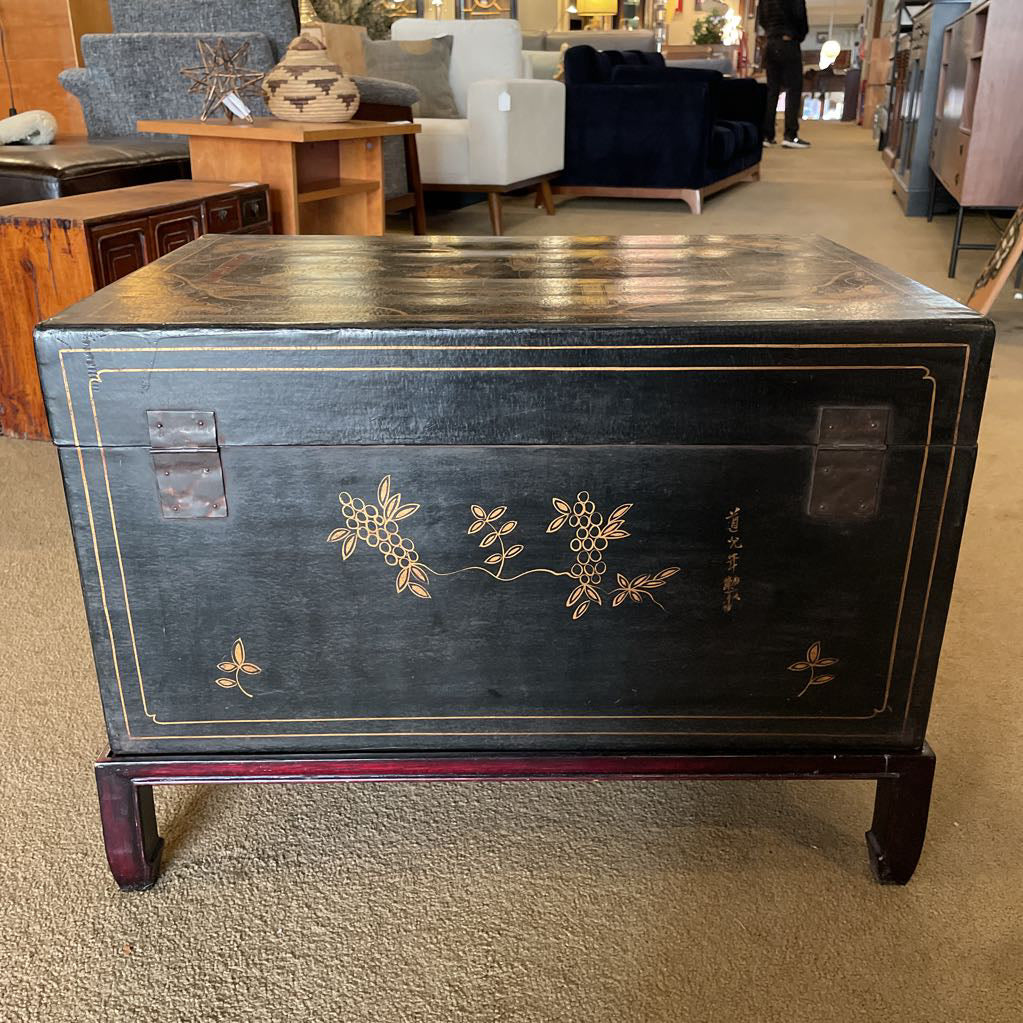 Antique Leather Ching Dynasty Chest