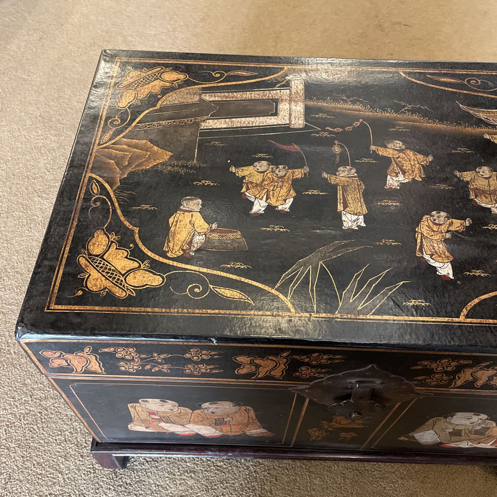 Antique Leather Ching Dynasty Chest