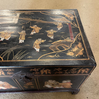 Antique Leather Ching Dynasty Chest