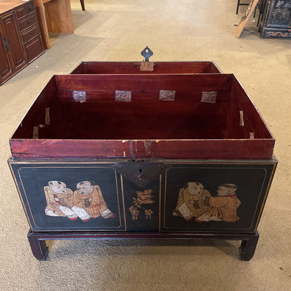 Antique Leather Ching Dynasty Chest