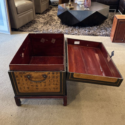 Antique Leather Ching Dynasty Chest