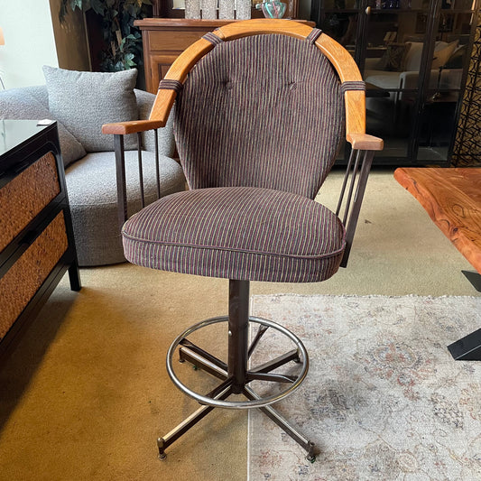 Vintage Striped Seat Swivel Bar Stool C STOOLS
