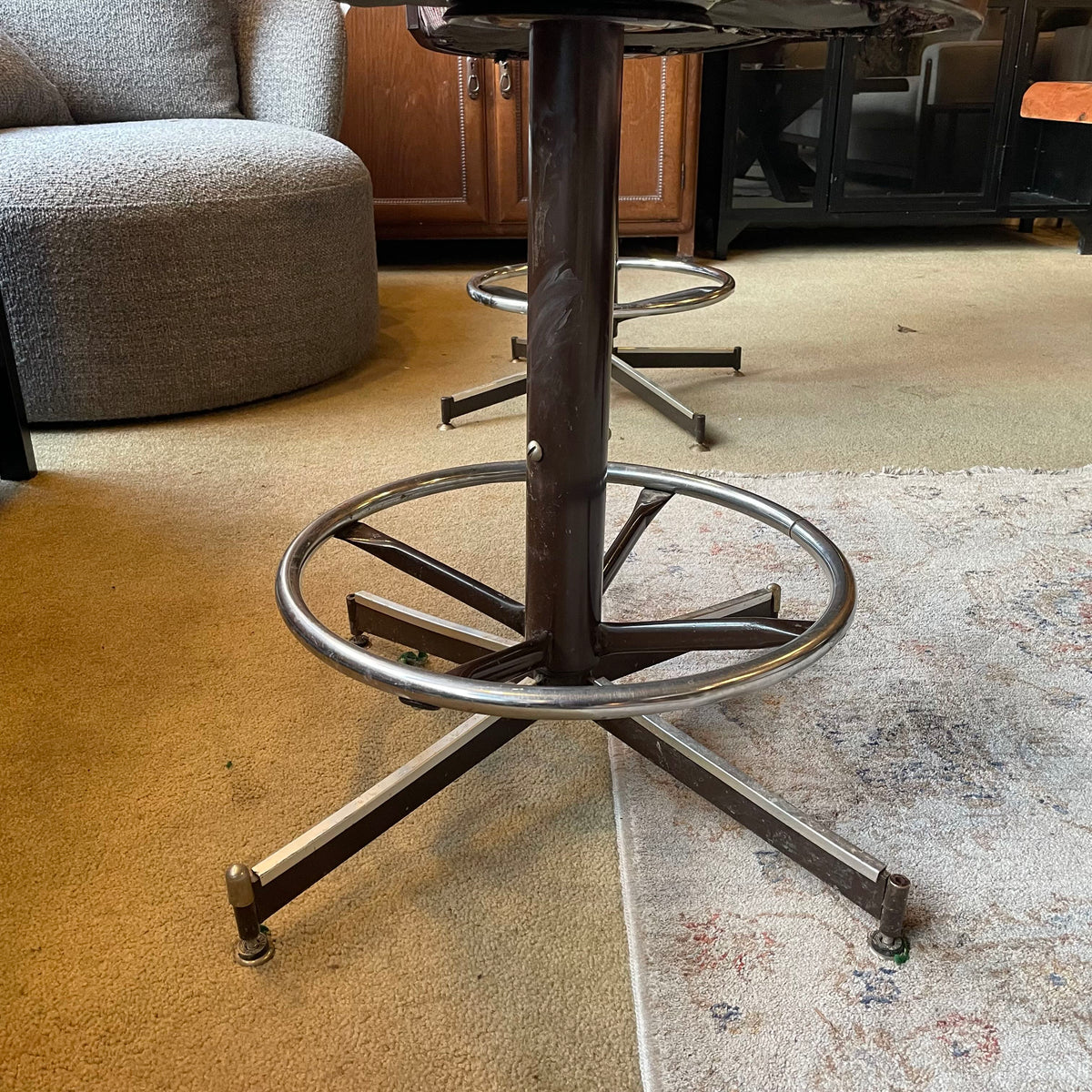 Vintage Striped Seat Swivel Bar Stool C STOOLS
