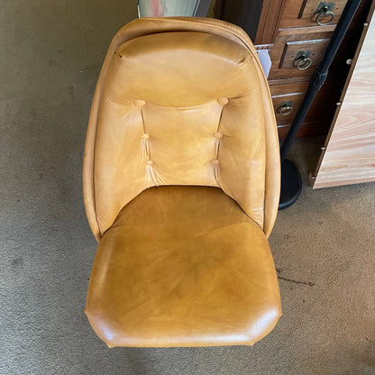 Retro Blonde Veneer Round Extendable Dining Table w 4 Faux Leather Swivel Chairs C DINING TABLES