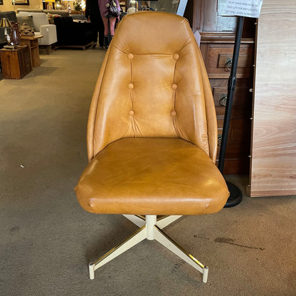 Retro Blonde Veneer Round Extendable Dining Table w 4 Faux Leather Swivel Chairs C DINING TABLES