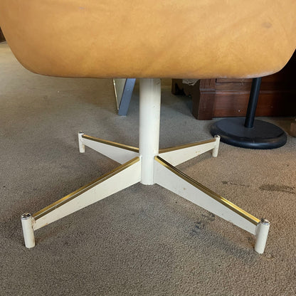 Retro Blonde Veneer Round Extendable Dining Table w 4 Faux Leather Swivel Chairs C DINING TABLES