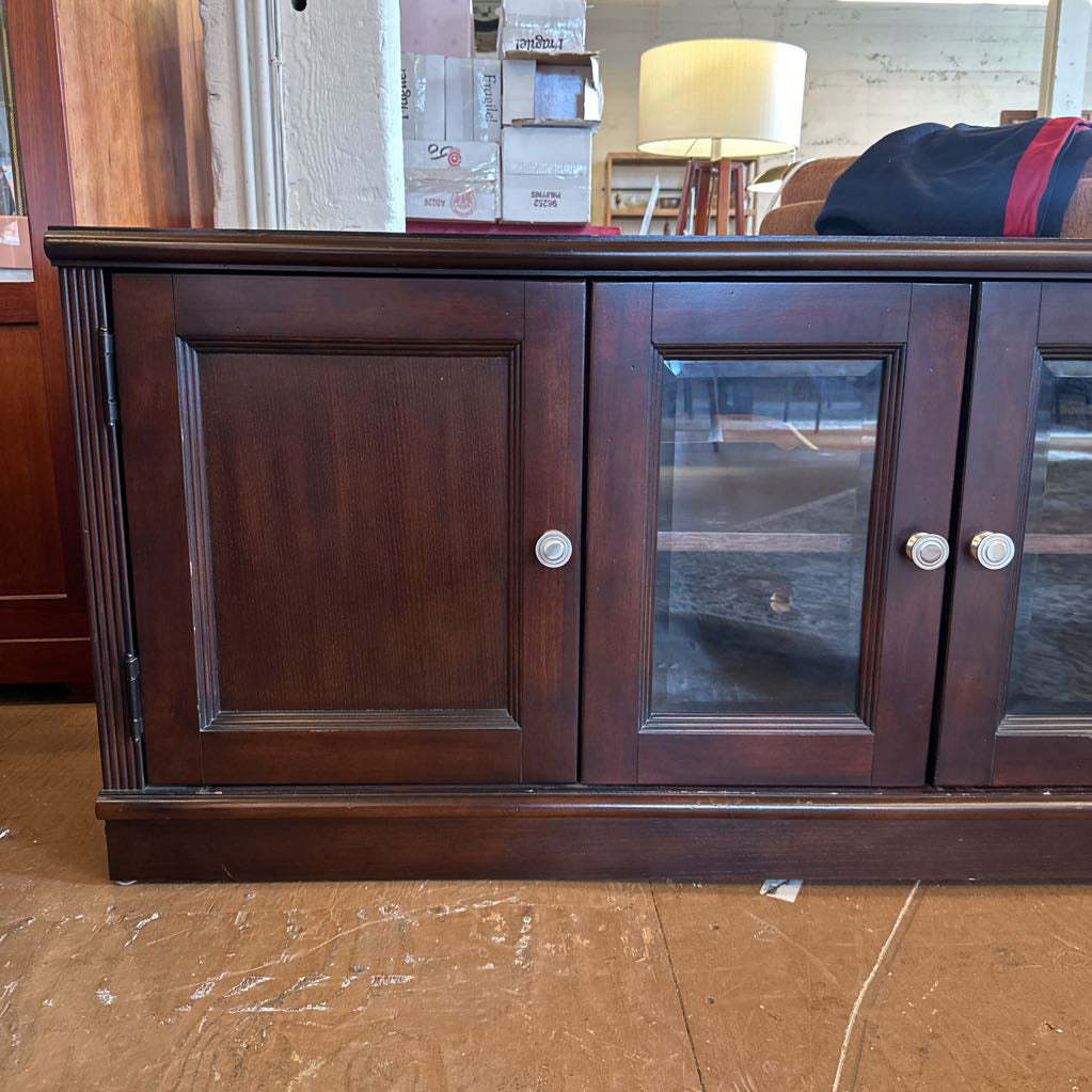 Dark Wood 4 Door Media Stand