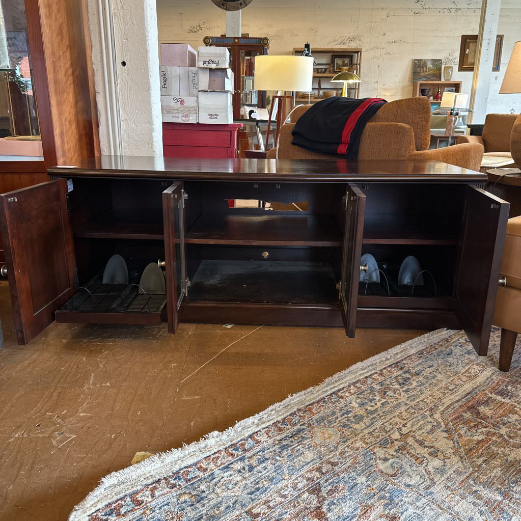 Dark Wood 4 Door Media Stand