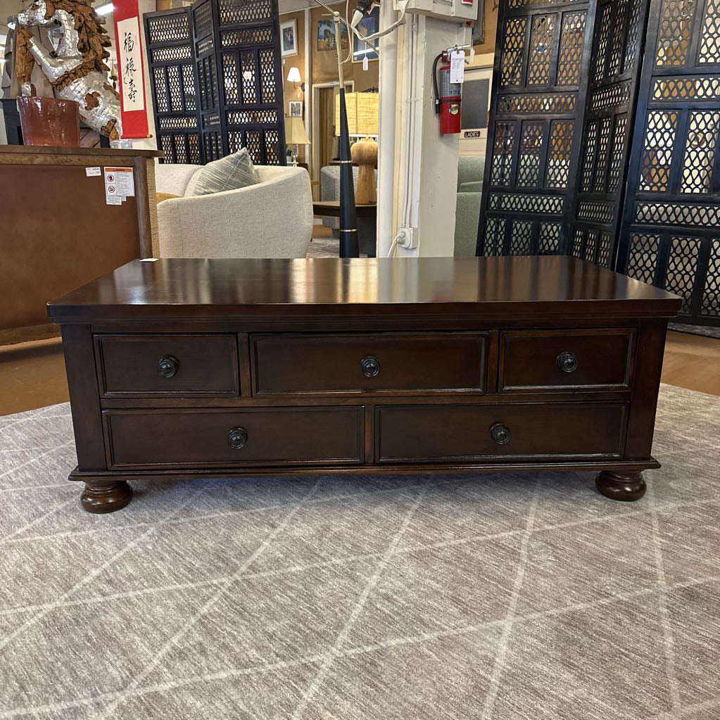Dark Wood Coffee Table w/ Drawers