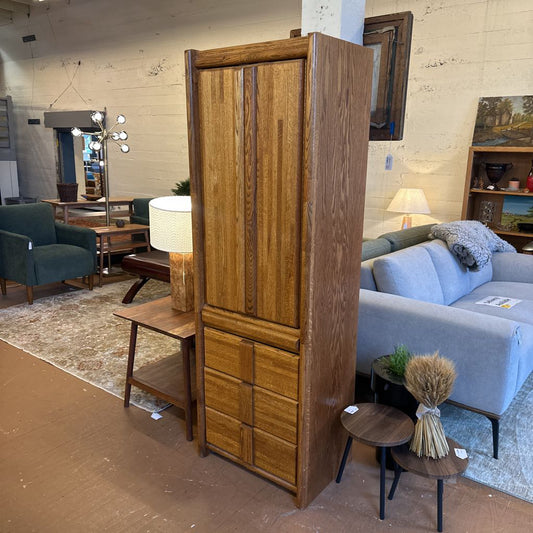 Oak Narrow 3 Drawer2 Door Cabinet