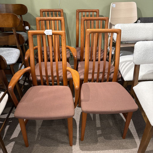 Set of 6 Danish Teak Dining Chairs w/2 Captains